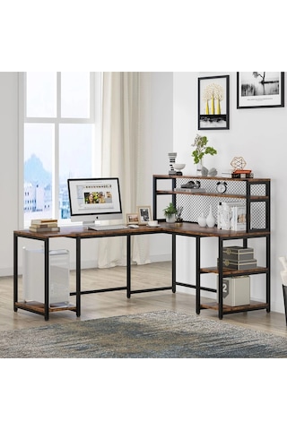 410c Tersine Çevrilebilir L Şeklinde Masa Ceviz