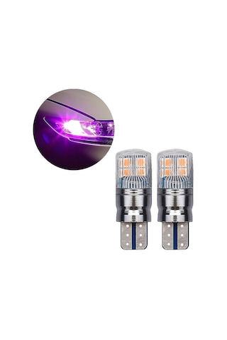 Padalink T10 W5w 3030 Smd Led Otomobil Ampulü, Canbus Hata Yok, 8 Led İçi, 12-24v, 800lm, Mor Renk, Dayanıklı Pc Kasa, Uzun Ömürlü 50000 Saat