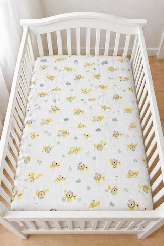 Pamuklu Penye 70x140 Lastikli Bebek Çarşafı Lastikli Beşik Çarşafı Bebek Çarşafı Aslan