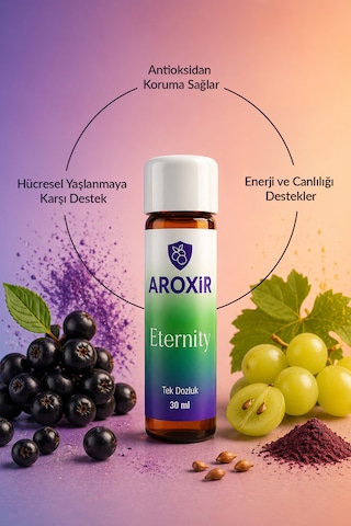 Aroxir Eternıty Yaşlanma Karşıtı ve Longevity Desteği Resveratrol Aronya Üzüm Ekstresi ve Nmn 30 x 30 ML