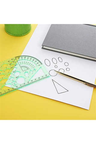 Leezsing 6 Parça Yeşil Çizim Şablonu Seti - Mimari Ve Masaüstü Tasarımı İçin Geometrik Kalıplar