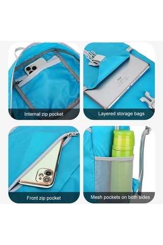 Sones Haweel Yürüyüş Taşınabilir Katlanabilir Sırt Çantası Büyük Kapasiteli Omuz Çantası Mavi