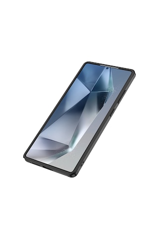 Galaxy S25 Ultra Uyumlu Kılıf Kamera Korumalı Şeffaf Arka Yüzey Uzrm New Roll Kapak-siyah Siyah