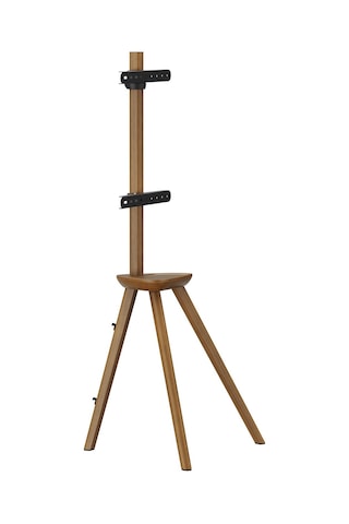 Masif Ahşap Şövalye Tipi Tv Standı 45-65 Inç Raflı 45 Döner 40 Kg Taşıma Kapasiteli