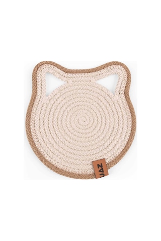 Gobypet Küçük Boy Jüt Hasır Kulaklı Yuvarlak Kedi Köpek Mama Paspası, Matı, Çok Amaçlı Altlık