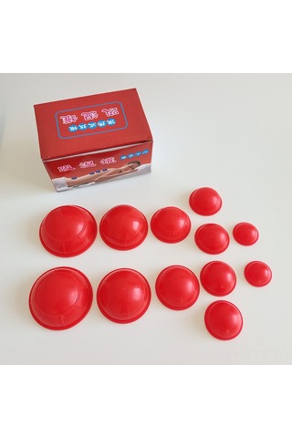 Dianziye 12'li Silikon Vakum Çıkarma Kavanozları - Esnek, Sağlıklı Masaj Ve Fitness İçin Dayanıklı Suction Cihazı Kırmızı Çok Renkli