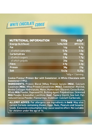 Grenade High Protein, Low Sugar Bar - White Chocolate Cookie, 12 X 60 Gr