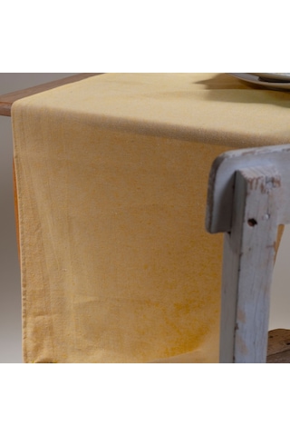 Vivamaison Sarı Düz Püsküllü Pamuk Kumaş 45X150 CM Runner