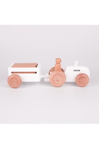 Ahşap Retro Traktör Beyaz