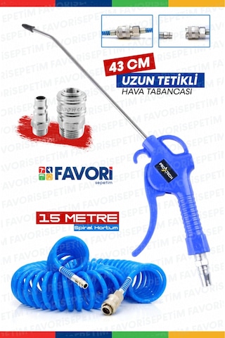 Yüksek Kalite Hava Üfleme Toz Alma 15mt Spiral Hava Hortumu 43cm Uzun Tetikli Hava Tabancası