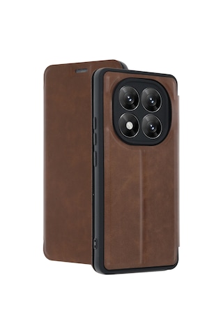 Newface - 916 - Xiaomi Redmi Note 14 Pro 5g Kılıf Flip Cover - Kmrsfres - - Taba