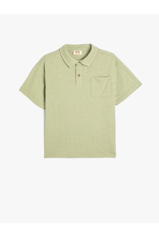 Koton Basic Polo Yaka Tişört Kısa Kollu Tek Cepli Yeşil 4skb10689tk Yeşil