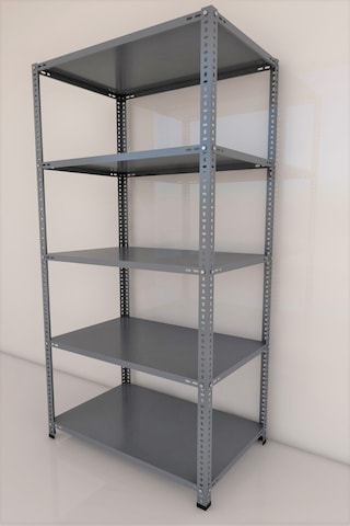 5 Katlı Gri Boyalı Çelik Raf - Depo, Arşiv, Kiler, Dosya, Market Rafı 59x93 Cm-200 Cm Gri