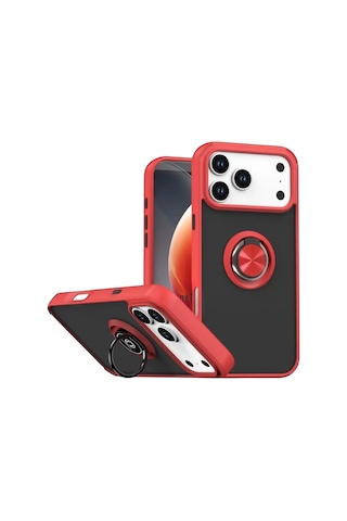Apple iPhone Uyumlu 17 Pro Montreal Yüzüklü Silikon Kapak - Kırmızı Çok Renkli