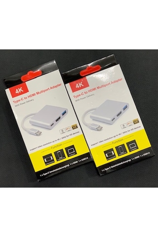 3 İn1 Type-C To HDMI 4K USB 3.0 Çevirici Dönüştürücü Adaptör