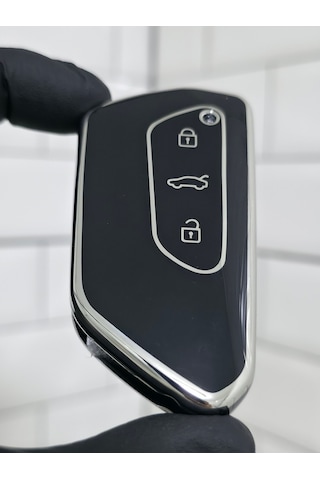Volkswagen Golf 8 Caddy Polo Smart Nano Anahtar Kılıfı Siyahgümüş