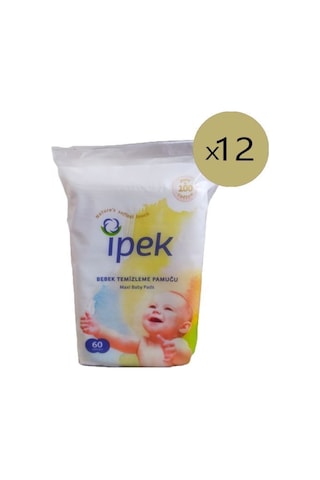 İpek Maxi Bebek Temizleme Pamuğu 12 x 60'lı Paket