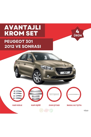 Peugeot 301 Avantajlı Krom Set 2012 Ve Sonrası -4ürün- Paslanmaz
