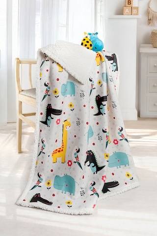Fluffy Bebek Battaniyesi 80x100 Cm Animal Kundak Puset Çift Taraflı Koyun Tüyü Battaniye