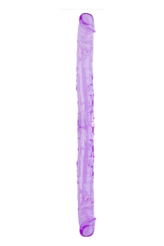 Zaga Oyun Çift Taraflı Esnek Dildo 34 Cm Gerçekçi Dokulu Mor Renk