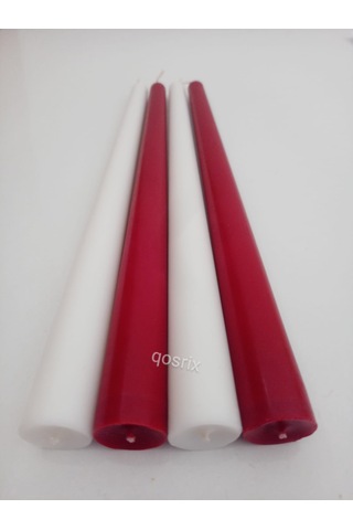 Yılbaşı Özel Serisi 4'lü Kırmızı Beyaz Şamdan Doğal Soya Mumu