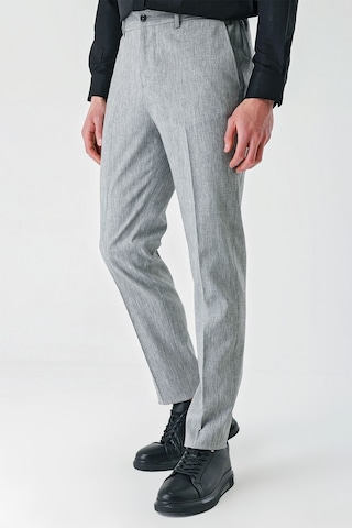 İmza Gri Yan Cepli Beli Lastikli Keten Karışımlı Casual Slim Fit Dar Kesim Pantolon 1003240103-gri Gri