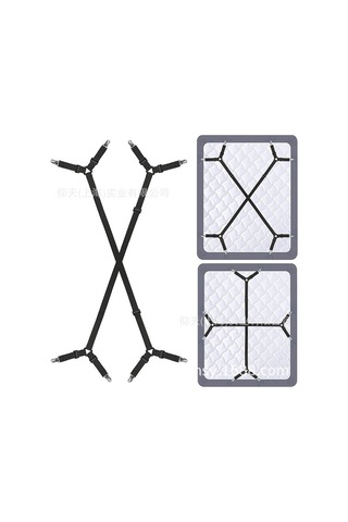 Ximistore9 Ev İçin Özelleştirilebilir Çarpraz Dikişli Yatakörtü Sabitleyici, Esnek Elastik Askı Klembi - Siyah 2 Adet Siyah