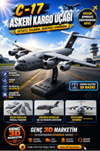 C-17 Askeri Kargo Uçağı Maket Kit Kart - Estetik Dekoratif Uçak Figürü Ve Puzzle Oyuncak