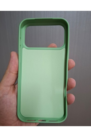 Apple Uyumlu iPhone 17 Pro Max Logolu İçi Kadife Silikon Lansman Kılıf Açık Yeşil