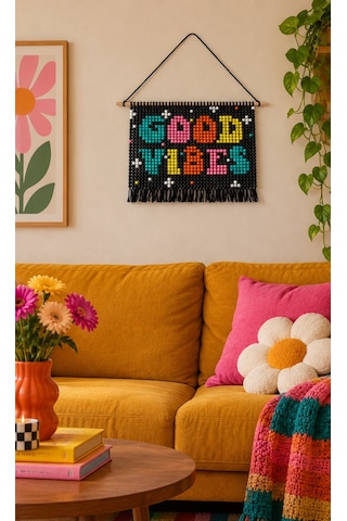 Fiskos.tr Good Vibes Boncuk Tablo Kendin Yap Kiti Dıy