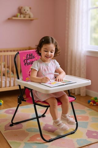 Exent Kids 2 6 Yaş, Little Princes Katlanır Portatif Çalışma Masası Ve Sandalye Tak-çıkar Masa-pembe Siyah