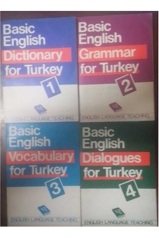Basic English For Turkey Dictionary - Vocabulary - Grammar - Dialogues Tam Takım 4 Kitap