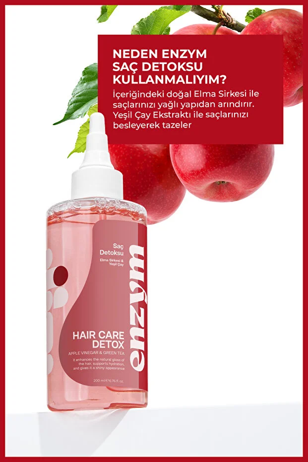 Enzym Cosmetics Doğal Saç Bakım Detoksu Arındırıcı Elma Sirkesi Ve Yeşil Çay Tonik 200 Ml
