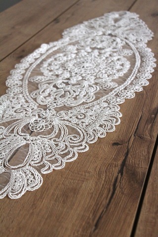 Dantel Kordon Örme Detay Masa Runner Fiskos Örtüsü 100x35 Cm 1007-dantel 001