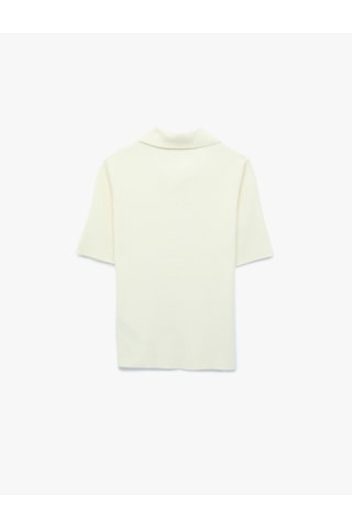 Koton Regular Fit Kısa Kollu Polo Yaka Triko Kazak Ekru 7wak90215ht
