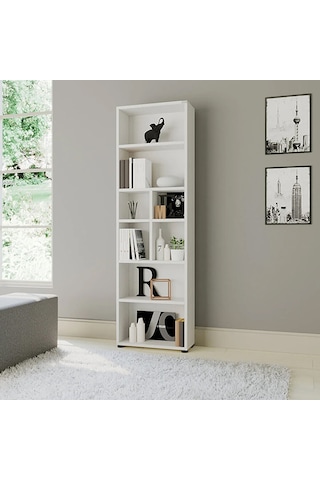 Yeni White 8 Bölmeli Kitaplık 23x55x187 Beyaz