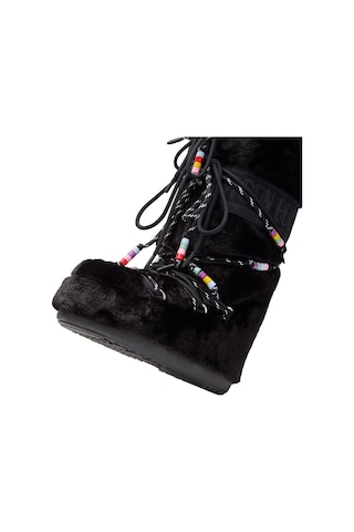 N001 Black Bot Kar Kadın 80d1408990-n001 Moon Boot Icon Faux Fur Beads Black Siyah