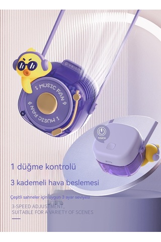 Jzcat Karikatür Asılı Boyun Yelpazesi Taşınabilir Bladeless Küçük Fan