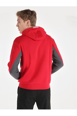 Colins Regular Fit Kapüşonlu Baskılı Kırmızı Erkek Sweatshirt Cl1064776 Kırmızı