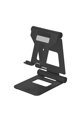 Kosona Z10a Çift Katlanabilir Alüminyum Telefon/tablet Tutucu - 270 Döner, Taşınabilir, Sabit Dizayn, Sıcakten Koruma, Ev/ofis Kullanıma Uygun Siyah