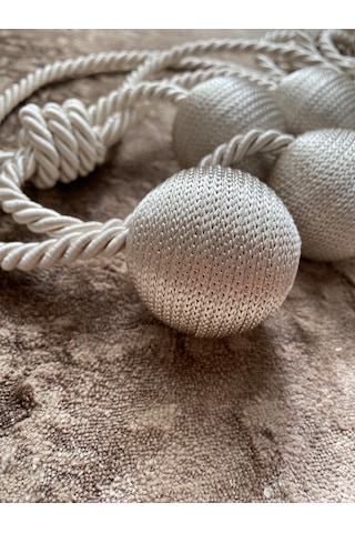 Modern Sarım 4 Toplu Braçol Kornişe Takmatik Ipli Tavan Perde Aksesuarı Bej