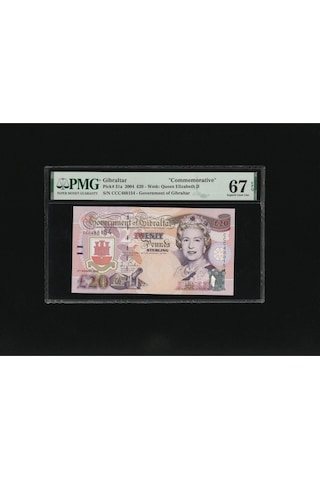 Pmg 67 Puan Epq Super Gem Unc Gibraltar Cebelitarık 20 Pound Pick 31a 2004 S/n Ccc 488154 Çil