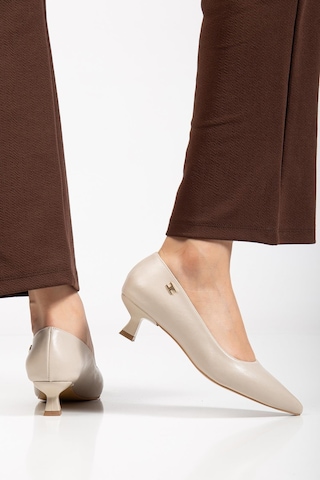 Suins Molina Model Kadın Mini Topuklu Stiletto Ayakkabı Ten