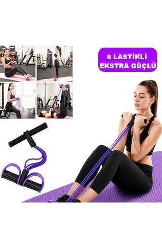 Karın Kol Kalça Ayak Tüm Vücut Şekillendirme Fitness Aerobik Body Trimmer 6 Lastikli Ekstra Güçlü Mor