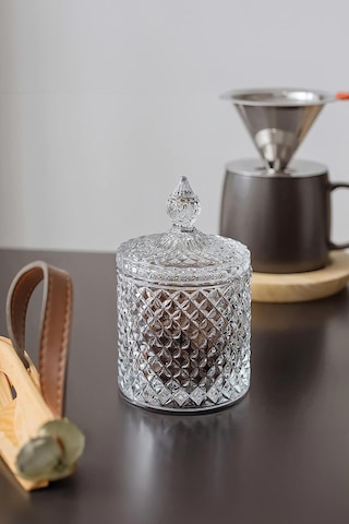 Kristal Desenli Cam Şekerlik 550 Ml Şeffaf