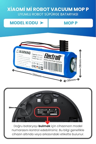 Xiaomi Mi Robot Vacuum Mop P Uyumlu Batarya 3200mah