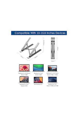 Xiyyadms Alüminyum Portatif Klaptop/tablet Ayaklığı 6 Seviye Yükseklik Ayarlı Soğutma Dizaynı Taşınabilir Katlanabilir