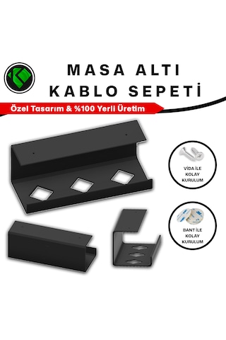 Masa Altı Kablo Sepeti - Priz Ve Adaptör Düzenleyici Organizer Kanalı 31 Cm - Siyah