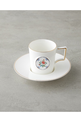 English Home Charmed Bloom Porselen 4 Parça 2 Kişilik Double Kahve Fincan Takımı 155 Ml Beyaz-gold Beyaz-gold