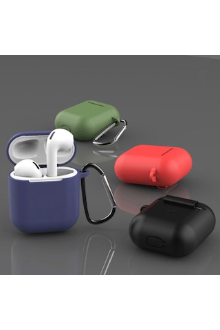 Xiyyadms Airpods 1/2 Nesil Silikon Korumalı Kılıf - Yüksek Kaliteli, Hafif Ve Dayanıklı - Zengin Tasarım - Dağcı Kanca Dahil - İnce Portakal Rengi Diğer